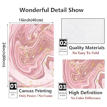 Amazon.co.jp: ピンクの大理石 キャンバスウォールアート ピンク